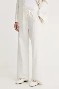 Day Birger et Mikkelsen pantaloni din amestec de in Terri - Solid Linen culoarea bej, drept, high waist, DAY65243313 imagine