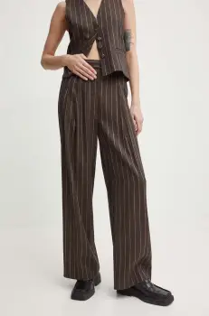 Day Birger et Mikkelsen pantaloni din in Enzo - Casual Linen Stripe culoarea maro, lat, high waist, DAY65243238 imagine