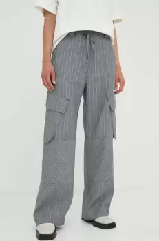 Day Birger et Mikkelsen pantaloni din in Fred culoarea gri, drept, high waist imagine