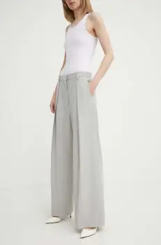 Day Birger et Mikkelsen pantaloni din lana culoarea gri, lat, high waist imagine