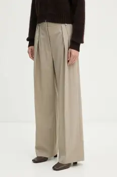 Day Birger et Mikkelsen pantaloni din lana Enzo - Classic Wool Blend culoarea bej, lat, high waist, DAY65243385 imagine