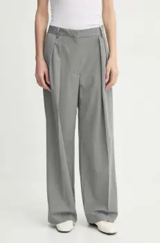 Day Birger et Mikkelsen pantaloni din lana Enzo culoarea gri, lat, high waist, DAY65243556 imagine