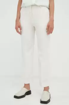 Day Birger et Mikkelsen pantaloni femei, culoarea bej, drept, high waist imagine