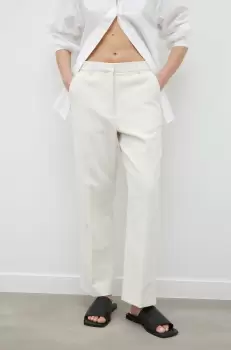 Day Birger et Mikkelsen pantaloni femei, culoarea bej, drept, high waist imagine