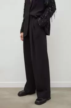 Day Birger et Mikkelsen pantaloni femei, culoarea negru, lat, high waist imagine