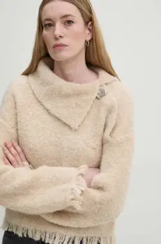 Day Birger et Mikkelsen pulover Gillian - Luxe Boucle femei, culoarea bej, calduros, cu turtleneck, DAY65243486 imagine