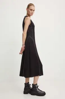 Day Birger et Mikkelsen rochie Becca - Fluid Viscose RD culoarea negru, midi, drept, DAY65243203 imagine