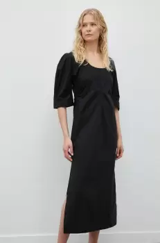 Day Birger et Mikkelsen rochie din bumbac Megan culoarea negru, midi, drept imagine