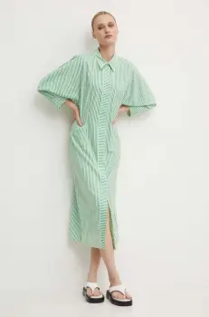 Day Birger et Mikkelsen rochie Laurie - Daily Classic Stripe RD culoarea verde, midi, evazati, DAY65243267 imagine