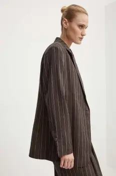 Day Birger et Mikkelsen sacou de in Emile - Casual Linen Stripe culoarea maro, un singur rand de nasturi, modelator, DAY65243233 imagine