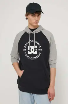 DC bluza barbati, culoarea gri, cu gluga, cu imprimeu imagine