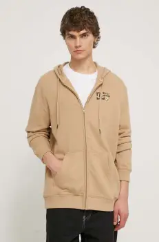 DC bluza barbati, culoarea maro, cu gluga, cu imprimeu imagine