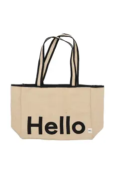 Design Letters geanta de bumbac Hello culoarea bej imagine