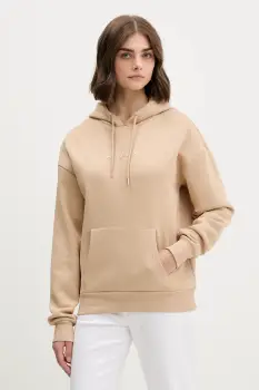 Desigual bluza BASIC culoarea maro, cu gluga, uni, 25WWSK13 imagine