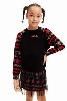 Desigual bluza copii culoarea negru, modelator, 24WGJF05 imagine