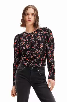 Desigual bluza femei, culoarea negru, modelator imagine