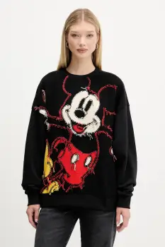 Desigual bluza HELLO MICKEY culoarea negru, cu imprimeu, 25WWSK14 imagine