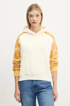 Desigual bluza MANI culoarea bej, cu gluga, modelator, 25WWSK07 imagine