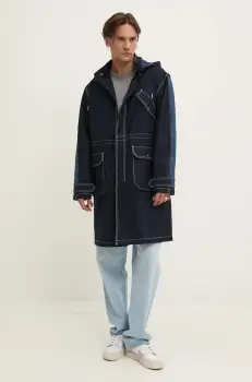 Desigual geaca ADAM barbati, culoarea albastru marin, de tranzitie, 24WMEW08 imagine