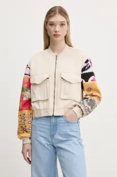 Desigual geaca bomber AUSTIN culoarea bej, de tranzitie, 25SWEW51 imagine