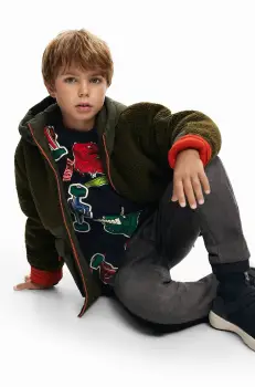 Desigual geaca copii culoarea verde, 24WBEW06 imagine