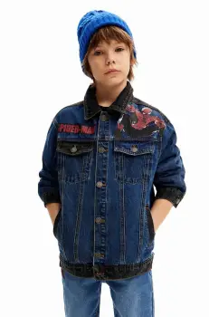 Desigual geaca de blugi pentru copii SPIDERMAN culoarea albastru marin, 24WBED02 imagine