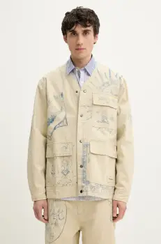 Desigual geaca jeans KENIA culoarea bej, de tranzitie, oversize, 25SMEW08 imagine
