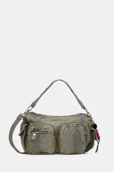 Desigual geanta de blugi BRAVO HYBRID DENIM HAB culoarea verde, 25WAXD03 imagine