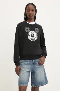Desigual hanorac de bumbac MICKEY YEAH! femei, culoarea negru, cu imprimeu, 24WWSK10 imagine