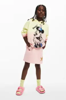 Desigual hanorac de bumbac pentru copii culoarea galben, cu gluga, modelator, 25SGSK10 imagine