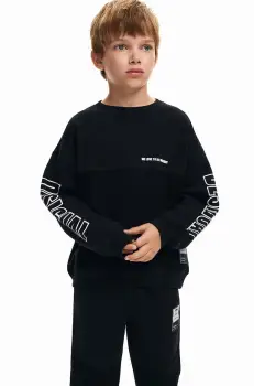 Desigual hanorac de bumbac pentru copii culoarea negru, modelator, 24WBSK03 imagine