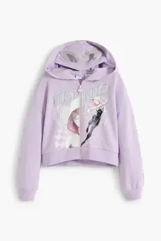 Desigual hanorac de bumbac pentru copii culoarea violet, cu gluga, cu imprimeu, 25WGSK12 imagine