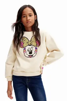 Desigual hanorac de bumbac pentru copii MICKEY MOUSE culoarea bej, cu imprimeu, 24WGSK07 imagine