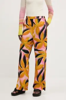 Desigual pantaloni EOS femei, culoarea roz, lat, high waist, 25SWPW14 imagine