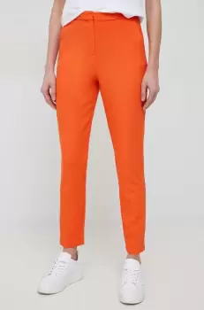 Desigual pantaloni femei, culoarea portocaliu, mulata, high waist imagine