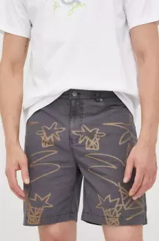 Desigual pantaloni scurti din bumbac barbati, culoarea gri imagine