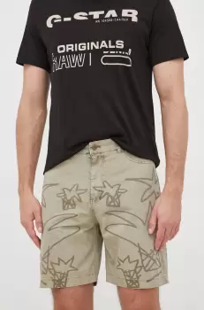 Desigual pantaloni scurti din bumbac barbati, culoarea verde imagine