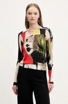 Desigual pulover COLLAGELACRO femei, culoarea bej, light, 25SWJF27 imagine