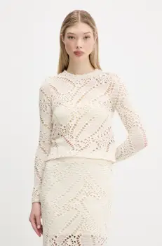 Desigual pulover DENIS culoarea bej, light, 25SWTKAM imagine