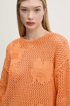 Desigual pulover din amestec de in BRUMA femei, culoarea portocaliu, light, 25SWJF26 imagine
