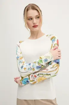 Desigual pulover din amestec de in RANDERS femei, culoarea bej, light, 25SWJF31 imagine