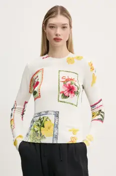 Desigual pulover din amestec de in TAMPERE femei, culoarea bej, light, 25SWJF32 imagine