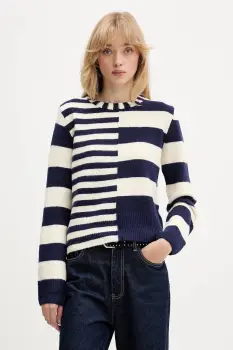 Desigual pulover din amestec de lana MALMOE culoarea bleumarin, light, 25WWJF17 imagine