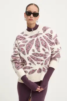 Desigual pulover KAMLOOPS femei, culoarea bej, calduros, 24WWJF57 imagine