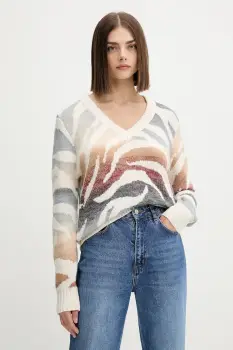 Desigual pulover WASILLA culoarea bej, calduros, 25WWJF21 imagine