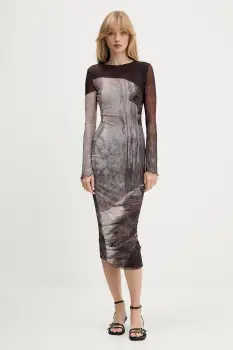 Desigual rochie ABYSS LACROIX culoarea maro, midi, mulata, 25WWVK01 imagine