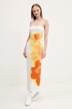 Desigual rochie AMBERES culoarea alb, maxi, mulata, 25SWVK49 imagine