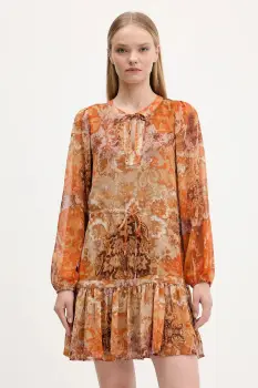 Desigual rochie BOHOSHORT culoarea portocaliu, mini, evazati, 25WWVW18 imagine