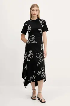 Desigual rochie CALMA culoarea negru, midi, evazati, 25WWVK44 imagine