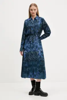 Desigual rochie CAMISEROLICUAD midi, evazati, 25WWVW23 imagine